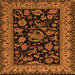 Round Machine Washable Persian Orange Traditional Area Rugs, wshtr2036org