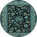 Round Machine Washable Persian Light Blue Traditional Rug, wshtr2036lblu