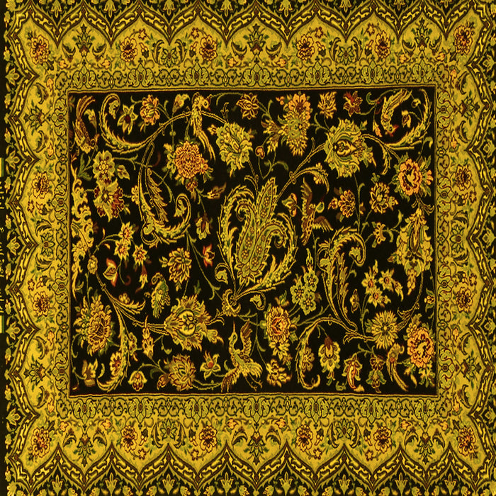 Square Machine Washable Persian Yellow Traditional Rug, wshtr2036yw