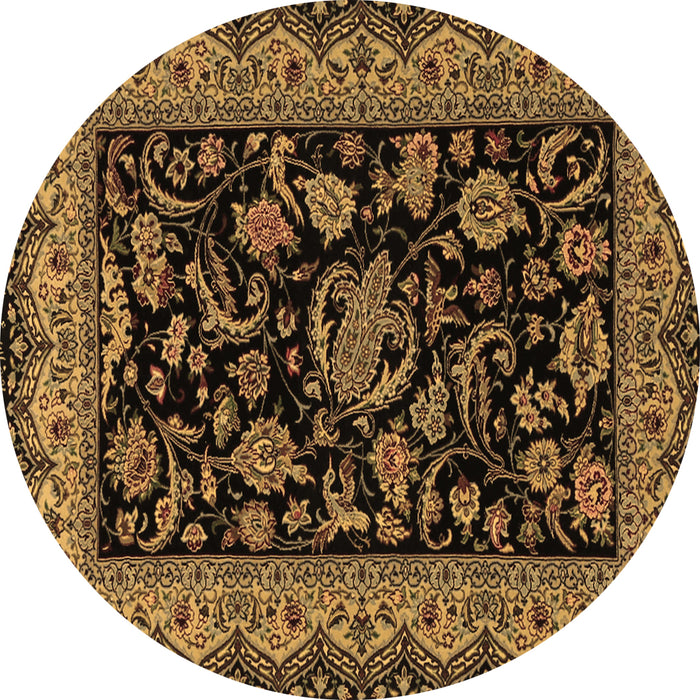 Round Persian Brown Traditional Rug, tr2036brn