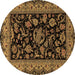 Round Persian Brown Traditional Rug, tr2036brn