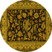 Round Persian Yellow Traditional Rug, tr2036yw