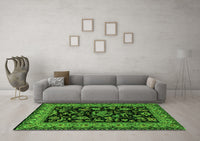 Machine Washable Persian Green Traditional Rug, wshtr2036grn