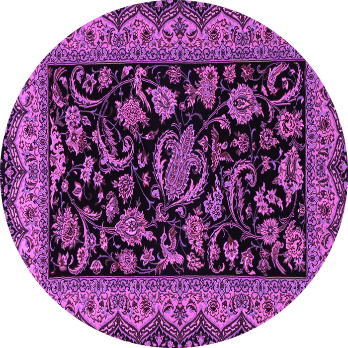 Round Persian Purple Traditional Rug, tr2036pur