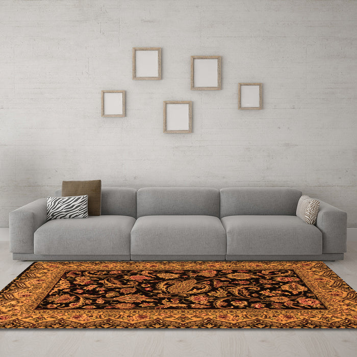 Machine Washable Persian Orange Traditional Area Rugs in a Living Room, wshtr2036org