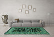 Machine Washable Persian Turquoise Traditional Area Rugs in a Living Room,, wshtr2036turq