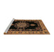 Sideview of Machine Washable Traditional Black Brown Rug, wshtr2037