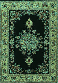 Medallion Turquoise Traditional Rug, tr2037turq