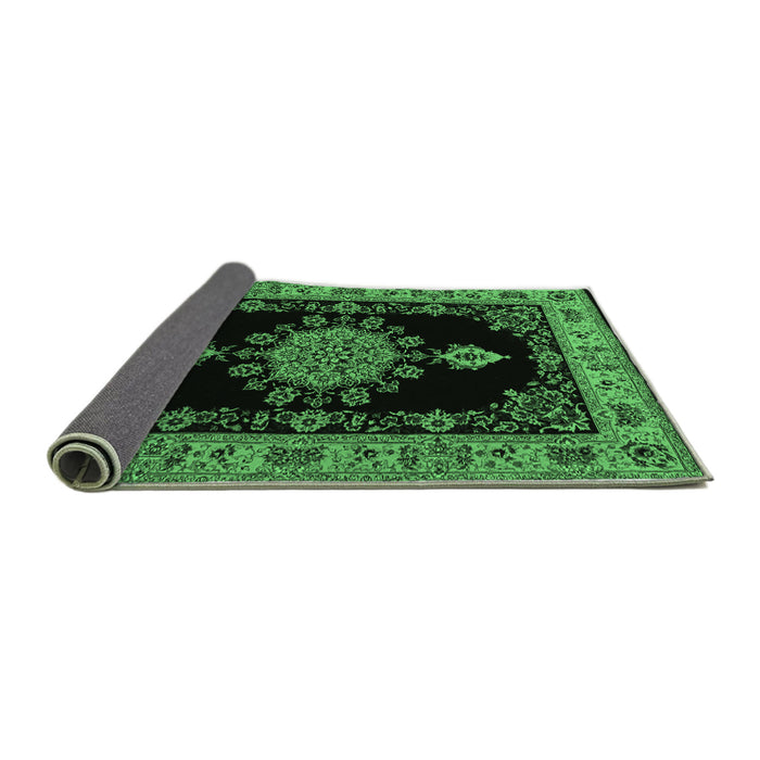 Sideview of Medallion Emerald Green Traditional Rug, tr2037emgrn