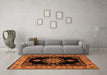 Machine Washable Medallion Orange Traditional Area Rugs in a Living Room, wshtr2037org