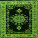 Round Machine Washable Medallion Green Traditional Area Rugs, wshtr2037grn