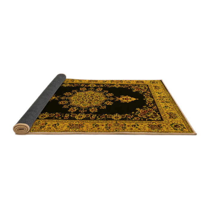 Sideview of Medallion Yellow Traditional Rug, tr2037yw