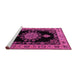 Sideview of Machine Washable Medallion Pink Traditional Rug, wshtr2037pnk