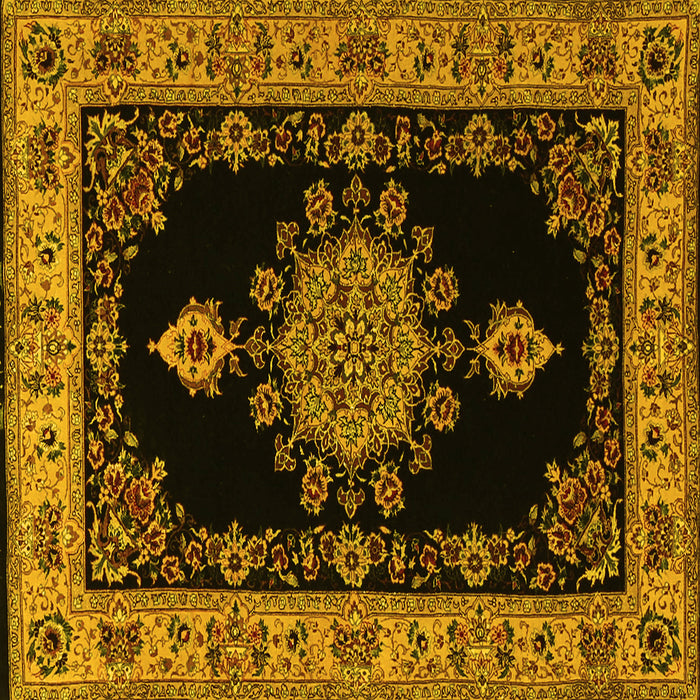 Square Medallion Yellow Traditional Rug, tr2037yw