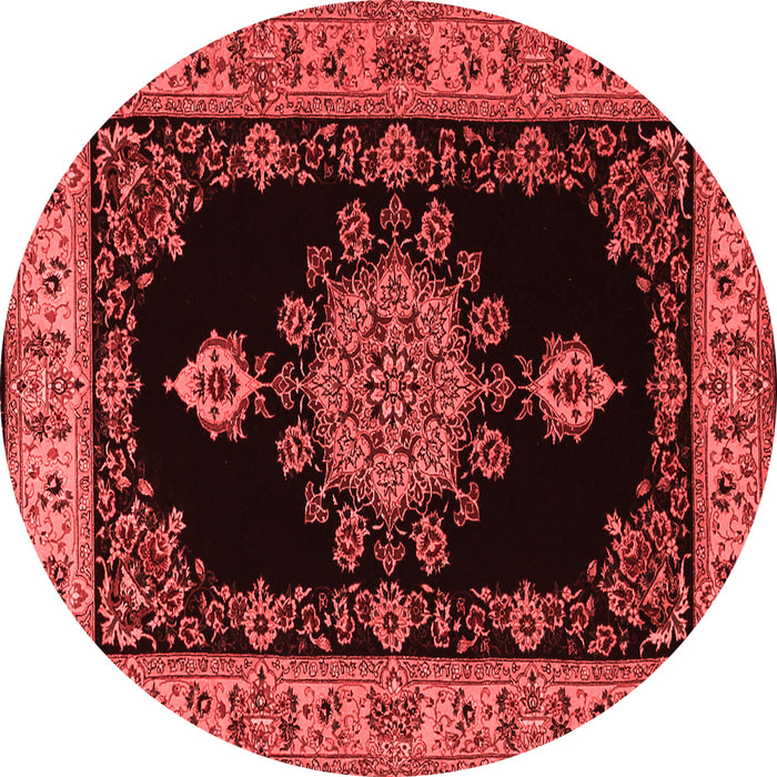 Machine Washable Medallion Red Traditional Rug, wshtr2037red