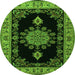Square Medallion Green Traditional Rug, tr2037grn