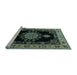 Sideview of Machine Washable Medallion Light Blue Traditional Rug, wshtr2037lblu