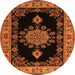 Square Medallion Orange Traditional Rug, tr2037org