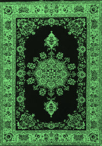 Medallion Emerald Green Traditional Rug, tr2037emgrn