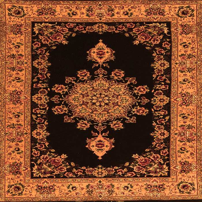 Serging Thickness of Medallion Orange Traditional Rug, tr2037org