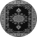 Machine Washable Medallion Gray Traditional Rug, wshtr2037gry