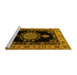 Sideview of Machine Washable Medallion Yellow Traditional Rug, wshtr2037yw