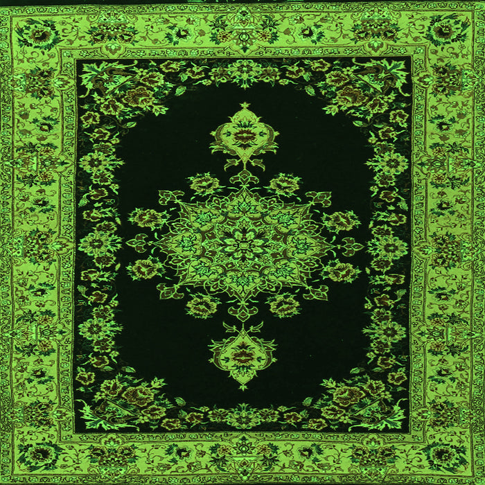 Serging Thickness of Medallion Green Traditional Rug, tr2037grn
