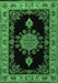 Machine Washable Medallion Emerald Green Traditional Area Rugs, wshtr2037emgrn