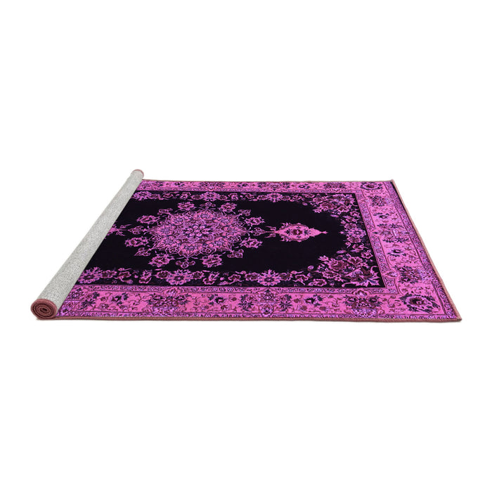 Sideview of Machine Washable Medallion Purple Traditional Area Rugs, wshtr2037pur