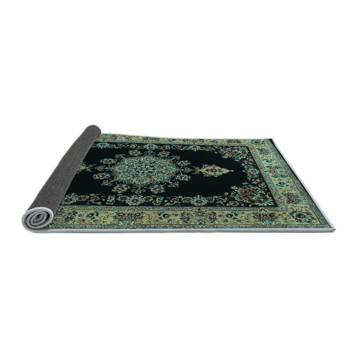 Sideview of Medallion Light Blue Traditional Rug, tr2037lblu