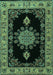 Machine Washable Medallion Turquoise Traditional Area Rugs, wshtr2037turq