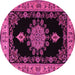 Round Medallion Pink Traditional Rug, tr2037pnk