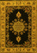 Machine Washable Medallion Yellow Traditional Rug, wshtr2037yw