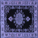 Square Machine Washable Medallion Blue Traditional Rug, wshtr2037blu