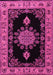 Machine Washable Medallion Pink Traditional Rug, wshtr2037pnk