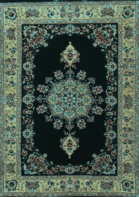 Medallion Light Blue Traditional Rug, tr2037lblu