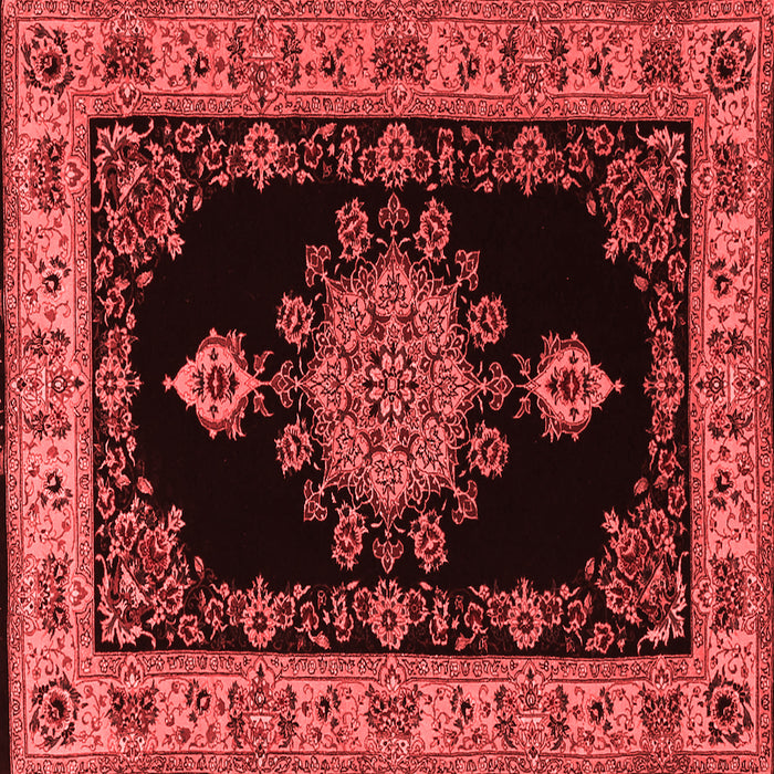 Machine Washable Medallion Red Traditional Rug, wshtr2037red