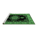 Sideview of Machine Washable Medallion Emerald Green Traditional Area Rugs, wshtr2037emgrn