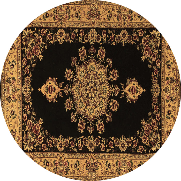 Round Medallion Brown Traditional Rug, tr2037brn