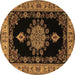 Round Medallion Brown Traditional Rug, tr2037brn