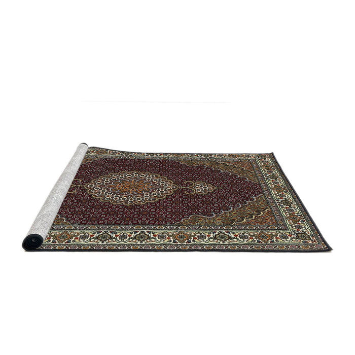 Sideview of Machine Washable Traditional Khaki Green Rug, wshtr2038