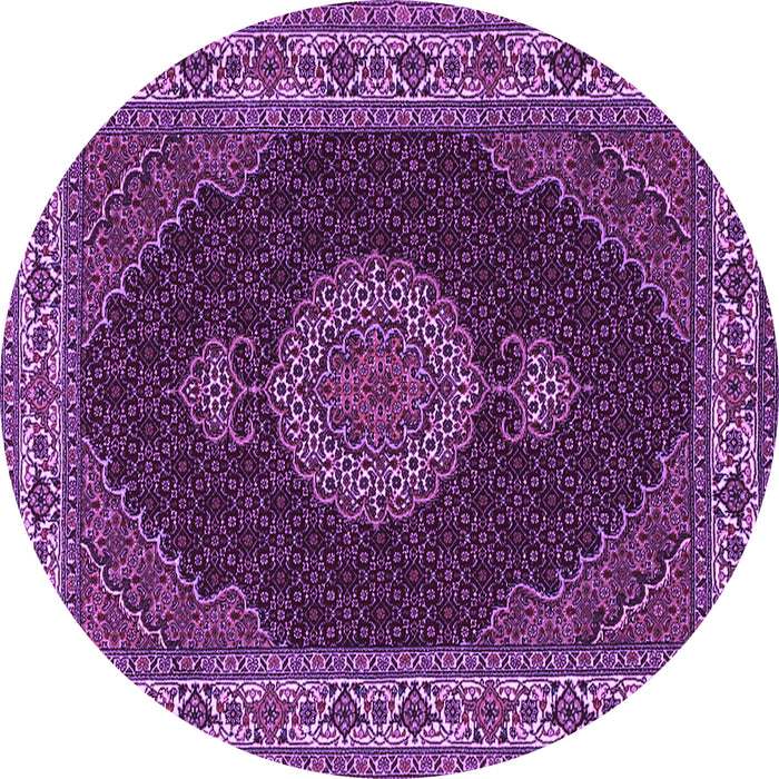 Round Machine Washable Medallion Purple Traditional Area Rugs, wshtr2038pur