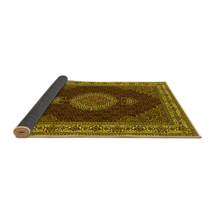 Sideview of Medallion Yellow Traditional Rug, tr2038yw