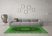 Machine Washable Medallion Green Traditional Area Rugs in a Living Room,, wshtr2038grn