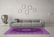 Machine Washable Medallion Purple Traditional Area Rugs in a Living Room, wshtr2038pur