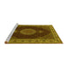 Sideview of Machine Washable Medallion Yellow Traditional Rug, wshtr2038yw