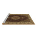 Sideview of Machine Washable Medallion Brown Traditional Rug, wshtr2038brn