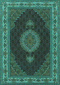 Medallion Turquoise Traditional Rug, tr2038turq