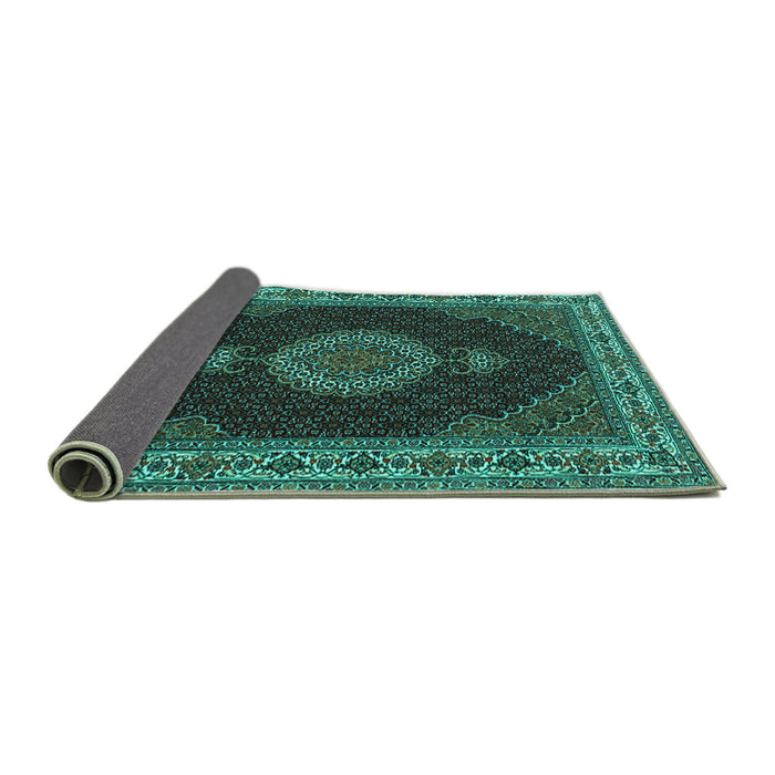 Sideview of Medallion Turquoise Traditional Rug, tr2038turq