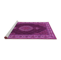 Sideview of Machine Washable Medallion Pink Traditional Rug, wshtr2038pnk